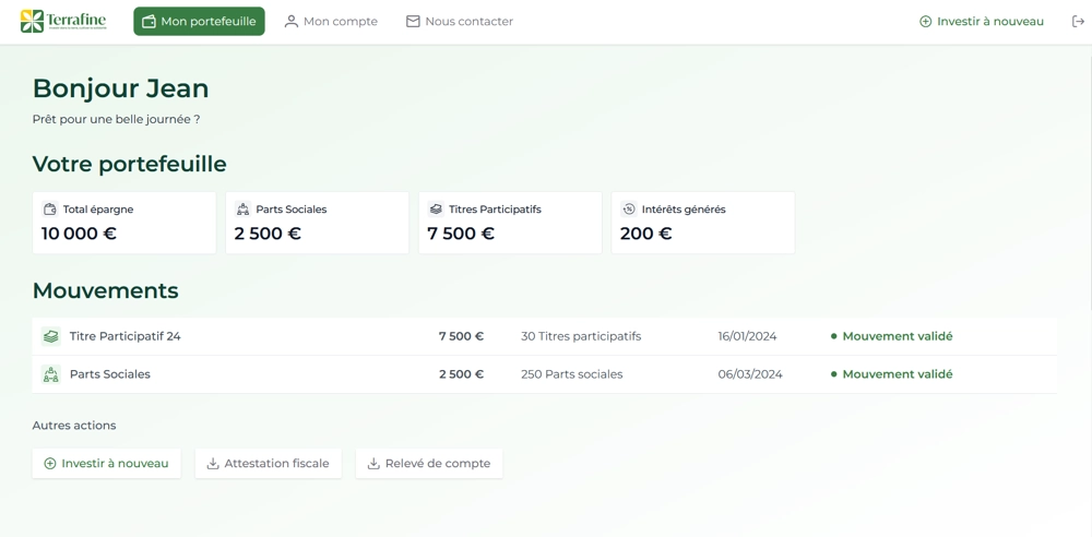 Photo application investisseur